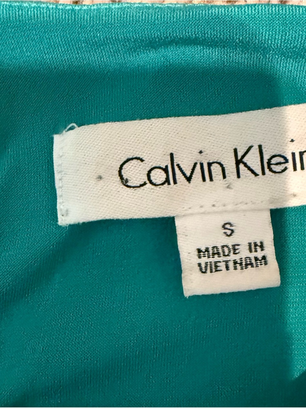 Calvin Klein Teal Green Sleeveless Pleated-Neck Blouse - Picture 4 of 5